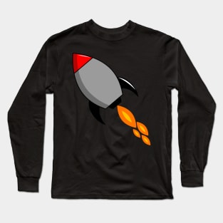 Exciting and Fun Fire Blazing Rocket Cartoon Long Sleeve T-Shirt